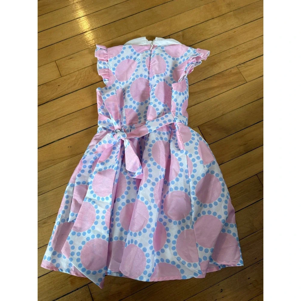Deesha pink polka dot‎ little girls dress collared party dress